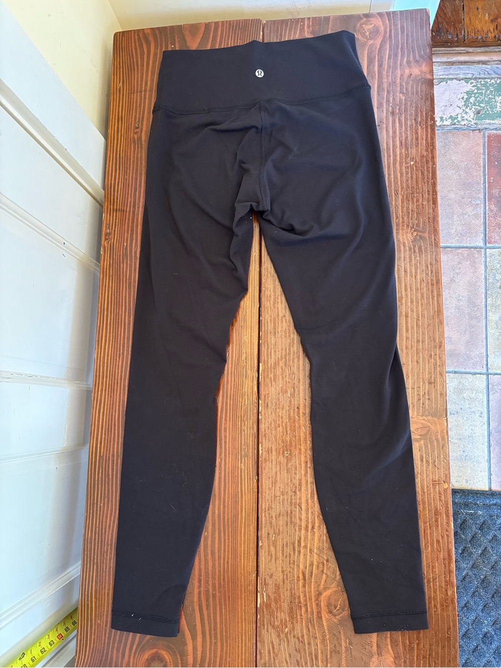 lululemon Black 28” inseam High-Rise Leggings old-school fabric - Women’s Size 8